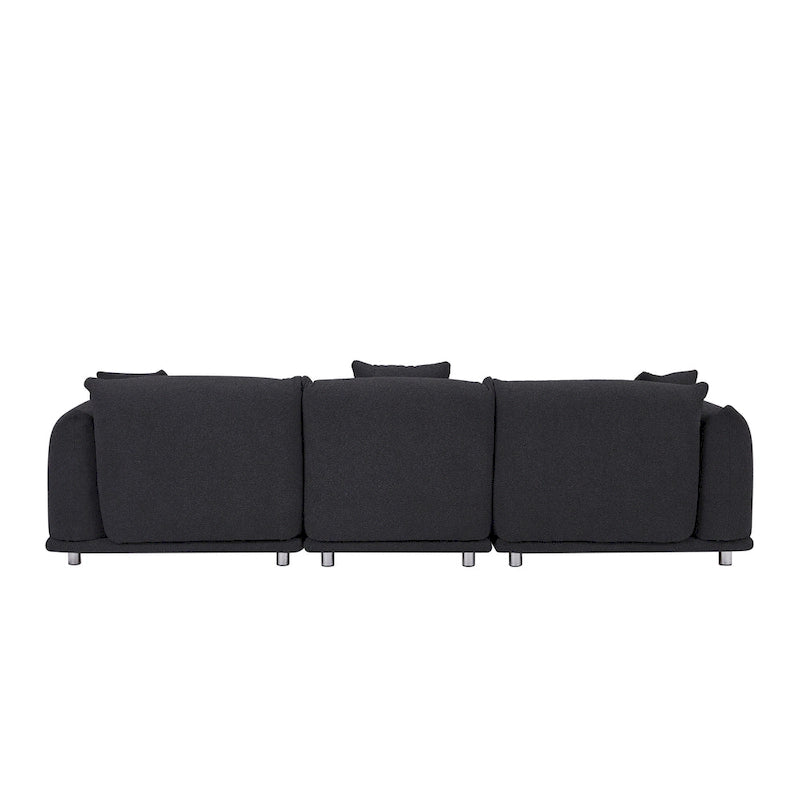 Camel/White/Brown/Black Lambswool Sherpa 4-Seater Sofa with Metal Legs