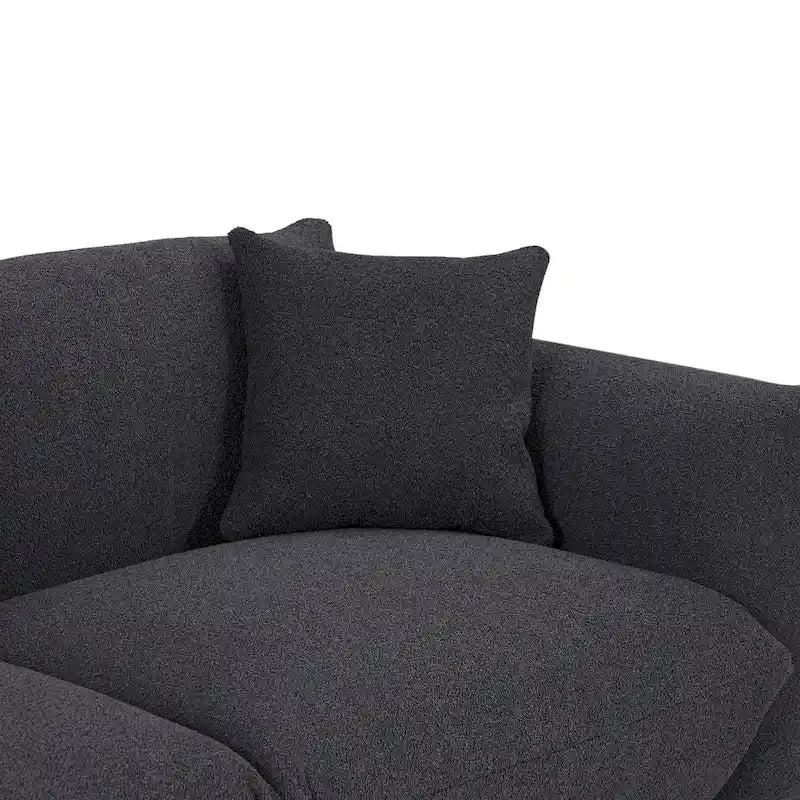 Camel/White/Brown/Black Lambswool Sherpa 4-Seater Sofa with Metal Legs