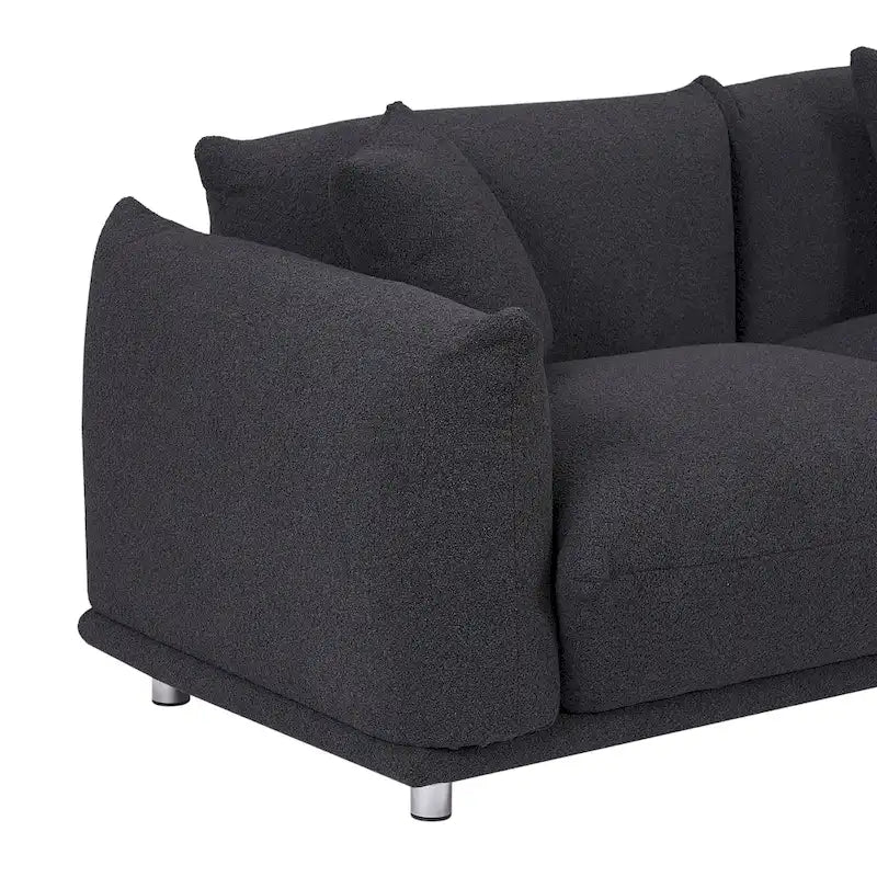 Camel/White/Brown/Black Lambswool Sherpa 4-Seater Sofa with Metal Legs