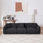 Camel/White/Brown/Black Lambswool Sherpa 4-Seater Sofa with Metal Legs