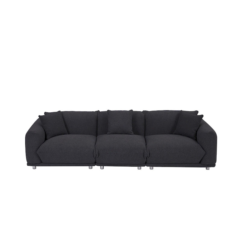 Camel/White/Brown/Black Lambswool Sherpa 4-Seater Sofa with Metal Legs