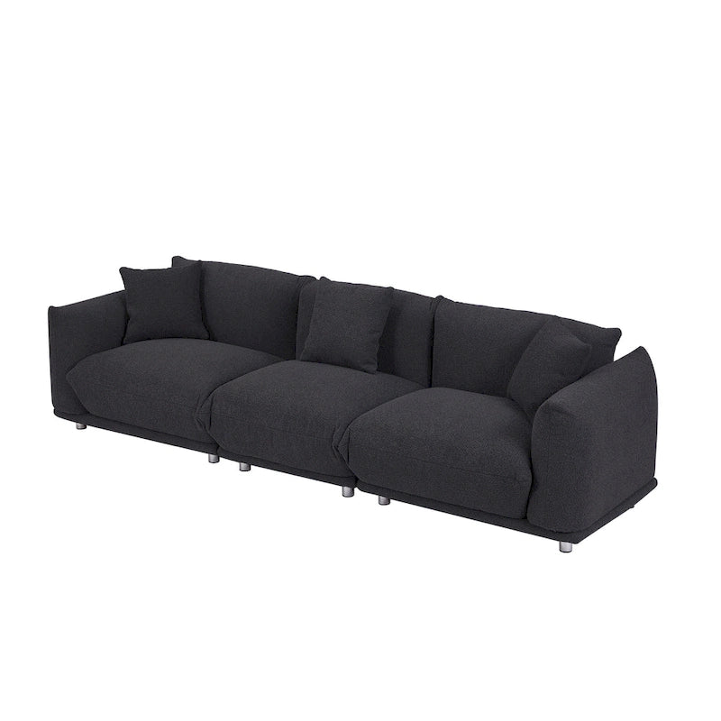 Camel/White/Brown/Black Lambswool Sherpa 4-Seater Sofa with Metal Legs