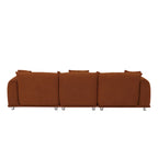 Camel/White/Brown/Black Lambswool Sherpa 4-Seater Sofa with Metal Legs