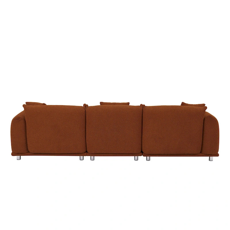 Camel/White/Brown/Black Lambswool Sherpa 4-Seater Sofa with Metal Legs