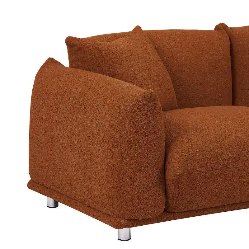Camel/White/Brown/Black Lambswool Sherpa 4-Seater Sofa with Metal Legs