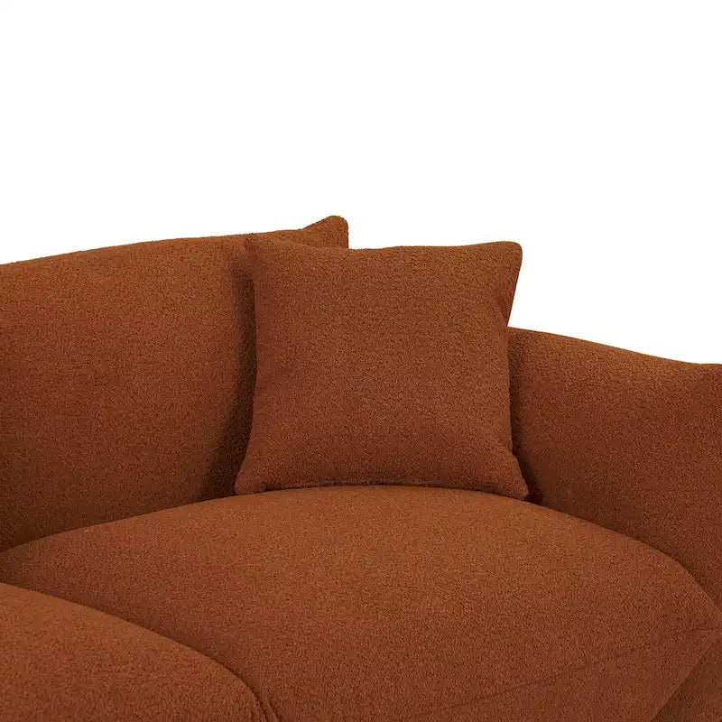 Camel/White/Brown/Black Lambswool Sherpa 4-Seater Sofa with Metal Legs