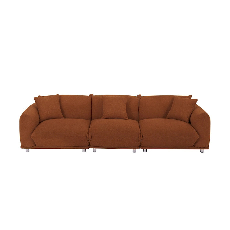 Camel/White/Brown/Black Lambswool Sherpa 4-Seater Sofa with Metal Legs