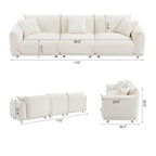 Camel/White/Brown/Black Lambswool Sherpa 4-Seater Sofa with Metal Legs