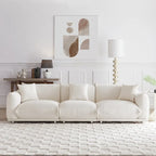 Camel/White/Brown/Black Lambswool Sherpa 4-Seater Sofa with Metal Legs
