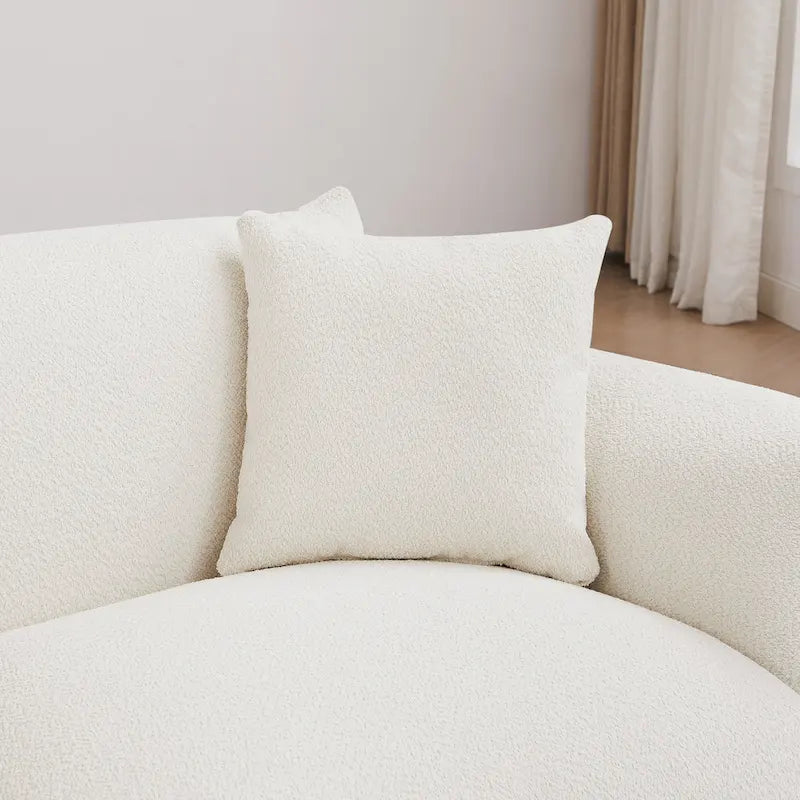 Camel/White/Brown/Black Lambswool Sherpa 4-Seater Sofa with Metal Legs