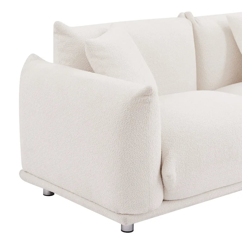 Camel/White/Brown/Black Lambswool Sherpa 4-Seater Sofa with Metal Legs
