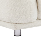 Camel/White/Brown/Black Lambswool Sherpa 4-Seater Sofa with Metal Legs