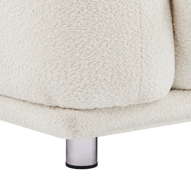 Camel/White/Brown/Black Lambswool Sherpa 4-Seater Sofa with Metal Legs