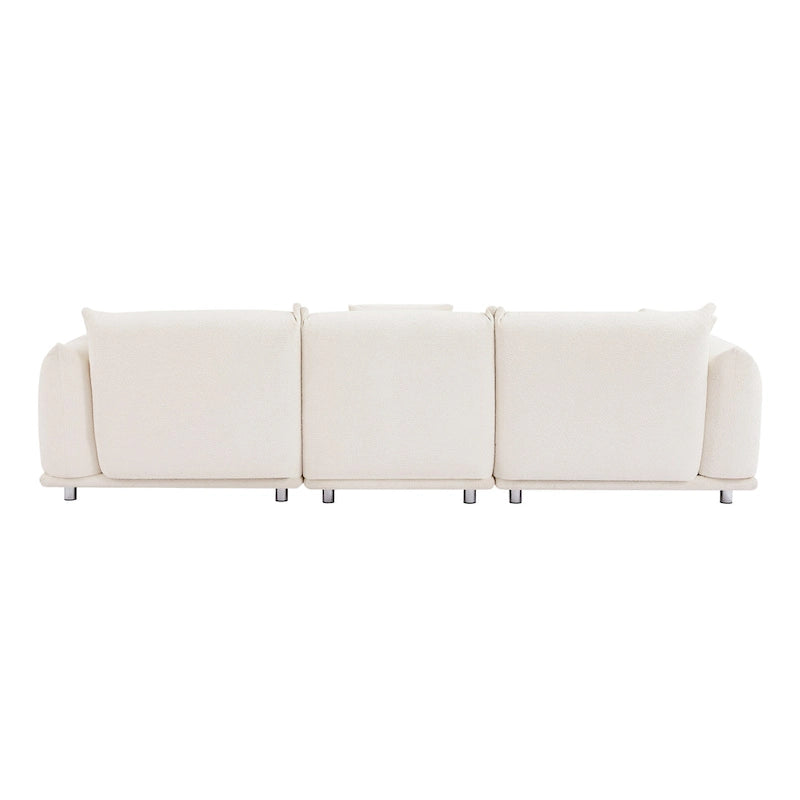 Camel/White/Brown/Black Lambswool Sherpa 4-Seater Sofa with Metal Legs