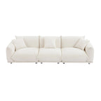Camel/White/Brown/Black Lambswool Sherpa 4-Seater Sofa with Metal Legs