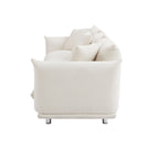 Camel/White/Brown/Black Lambswool Sherpa 4-Seater Sofa with Metal Legs