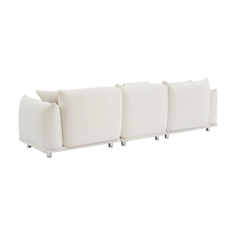 Camel/White/Brown/Black Lambswool Sherpa 4-Seater Sofa with Metal Legs