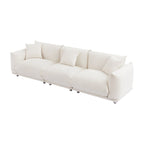 Camel/White/Brown/Black Lambswool Sherpa 4-Seater Sofa with Metal Legs