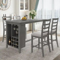 Gray Rustic 5-Piece Dining Table Set with Storage, Seats 4