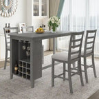 Gray Rustic 5-Piece Dining Table Set with Storage, Seats 4