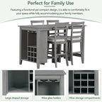 Gray Rustic 5-Piece Dining Table Set with Storage, Seats 4