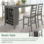 Gray Rustic 5-Piece Dining Table Set with Storage, Seats 4