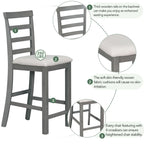 Gray Rustic 5-Piece Dining Table Set with Storage, Seats 4