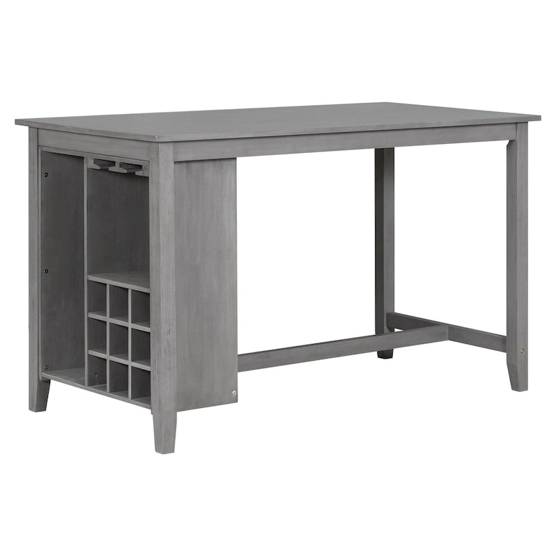 Gray Rustic 5-Piece Dining Table Set with Storage, Seats 4