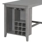 Gray Rustic 5-Piece Dining Table Set with Storage, Seats 4