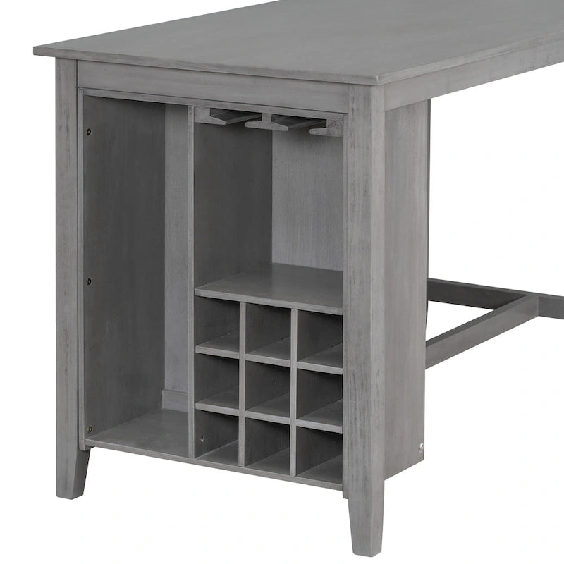 Gray Rustic 5-Piece Dining Table Set with Storage, Seats 4