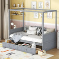 Gray / White Twin Canopy Daybed Frame with 2 Storage Drawers, 2-Person