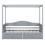 Gray / White Twin Canopy Daybed Frame with 2 Storage Drawers, 2-Person