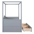 Gray / White Twin Canopy Daybed Frame with 2 Storage Drawers, 2-Person