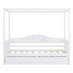 Gray / White Twin Canopy Daybed Frame with 2 Storage Drawers, 2-Person