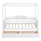 Gray / White Twin Canopy Daybed Frame with 2 Storage Drawers, 2-Person