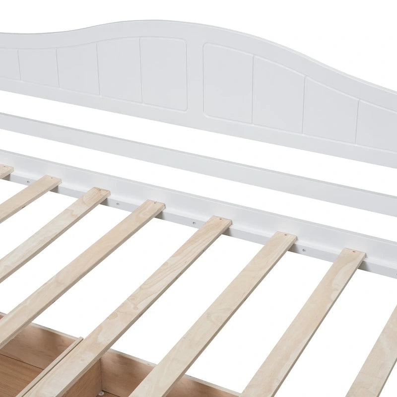 Gray / White Twin Canopy Daybed Frame with 2 Storage Drawers, 2-Person