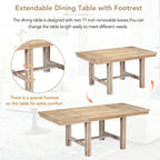 Black/Natural Farmhouse Extendable Dining Set, 6-Piece, Seats 6