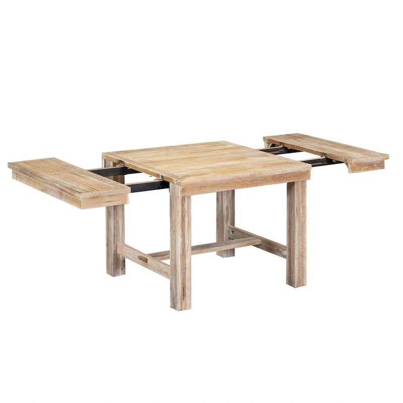 Black/Natural Farmhouse Extendable Dining Set, 6-Piece, Seats 6