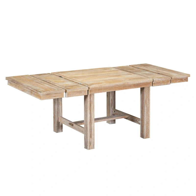 Black/Natural Farmhouse Extendable Dining Set, 6-Piece, Seats 6