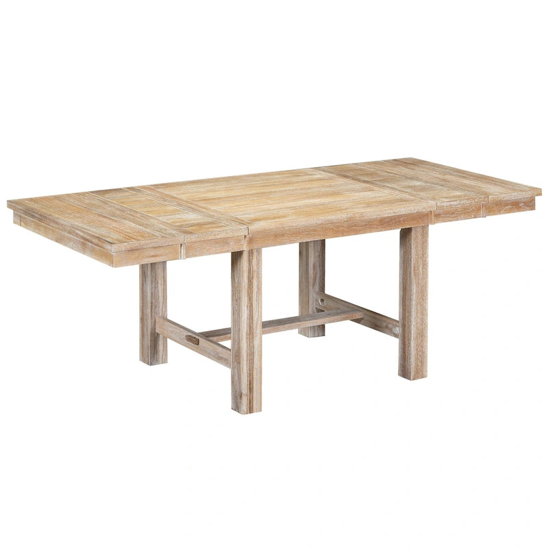 Black/Natural Farmhouse Extendable Dining Set, 6-Piece, Seats 6