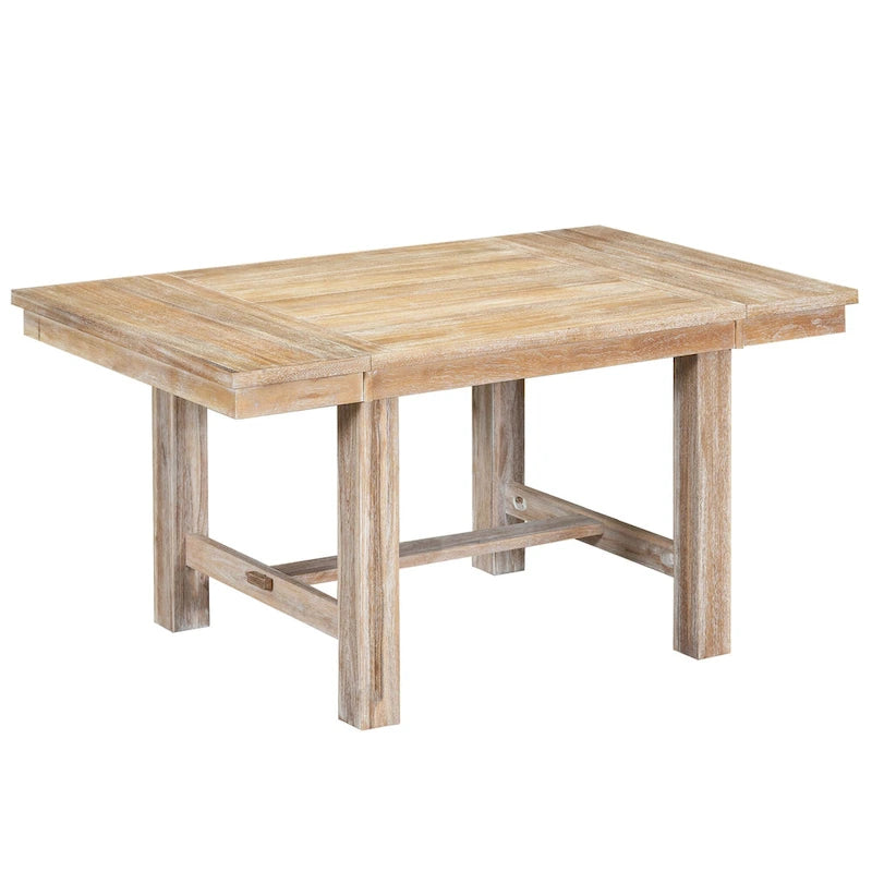 Black/Natural Farmhouse Extendable Dining Set, 6-Piece, Seats 6