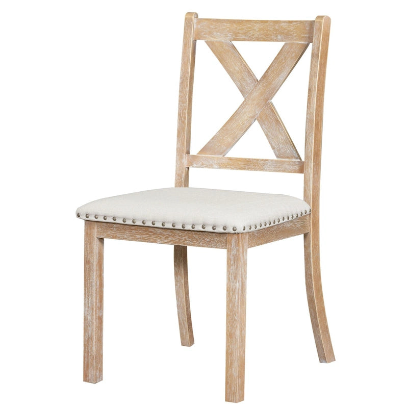 Black/Natural Farmhouse Extendable Dining Set, 6-Piece, Seats 6