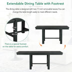 Black/Natural Farmhouse Extendable Dining Set, 6-Piece, Seats 6