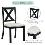 Black/Natural Farmhouse Extendable Dining Set, 6-Piece, Seats 6