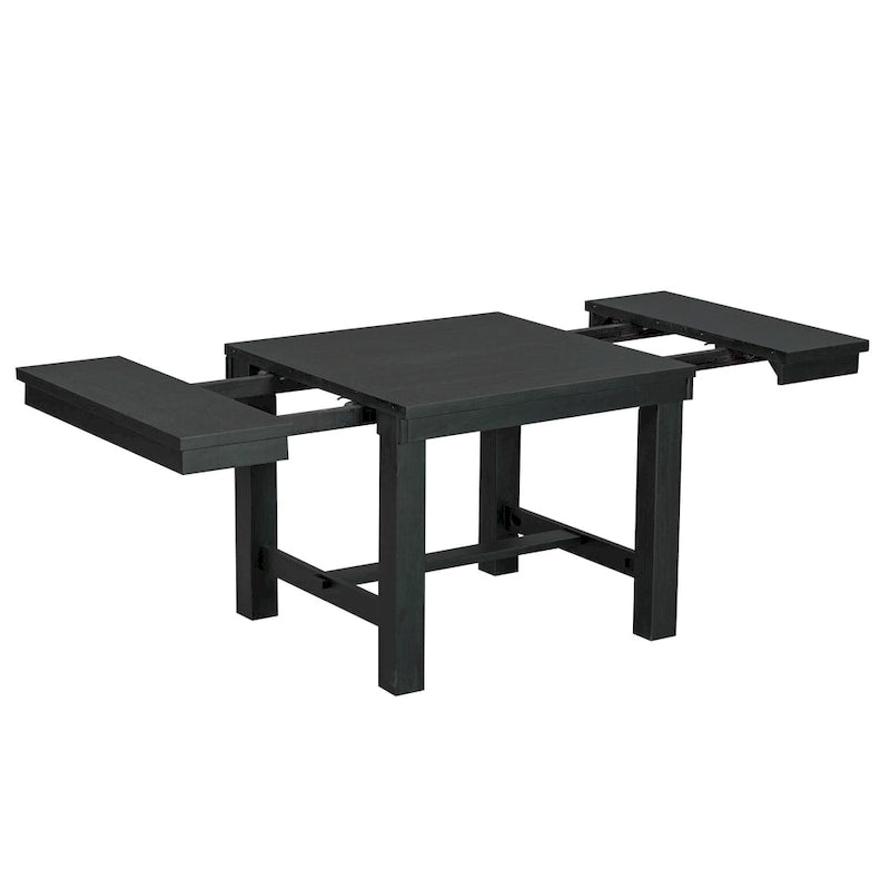 Black/Natural Farmhouse Extendable Dining Set, 6-Piece, Seats 6