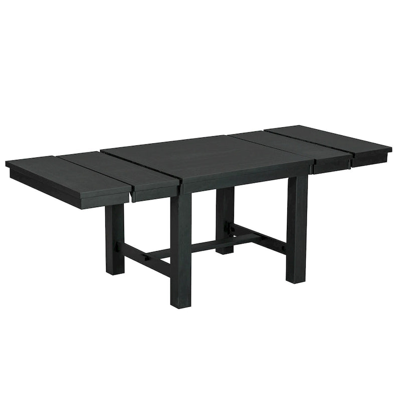 Black/Natural Farmhouse Extendable Dining Set, 6-Piece, Seats 6