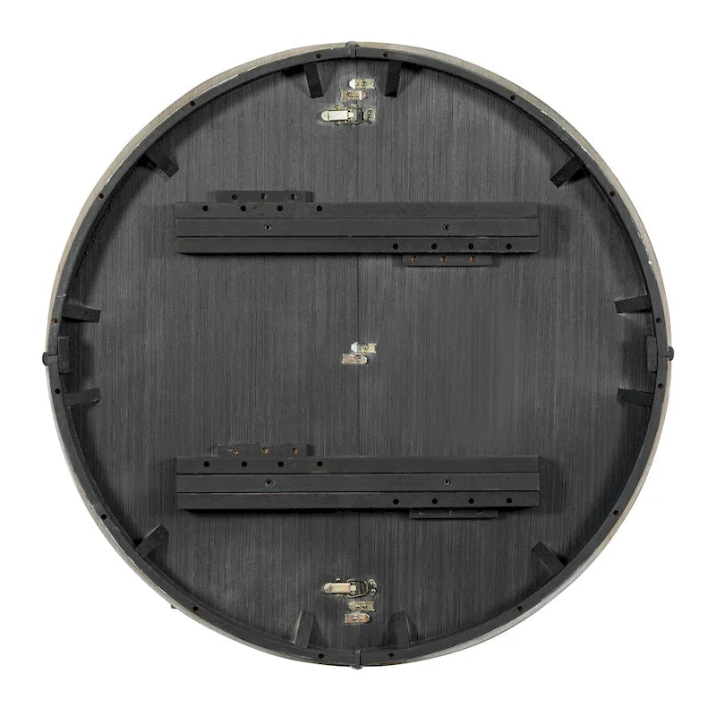 Black / Natural Wood Wash Extendable Round Dining Table Set for 5–6 People