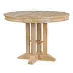 Black / Natural Wood Wash Extendable Round Dining Table Set for 5–6 People
