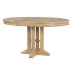 Black / Natural Wood Wash Extendable Round Dining Table Set for 5–6 People