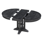 Black / Natural Wood Wash Extendable Round Dining Table Set for 5–6 People